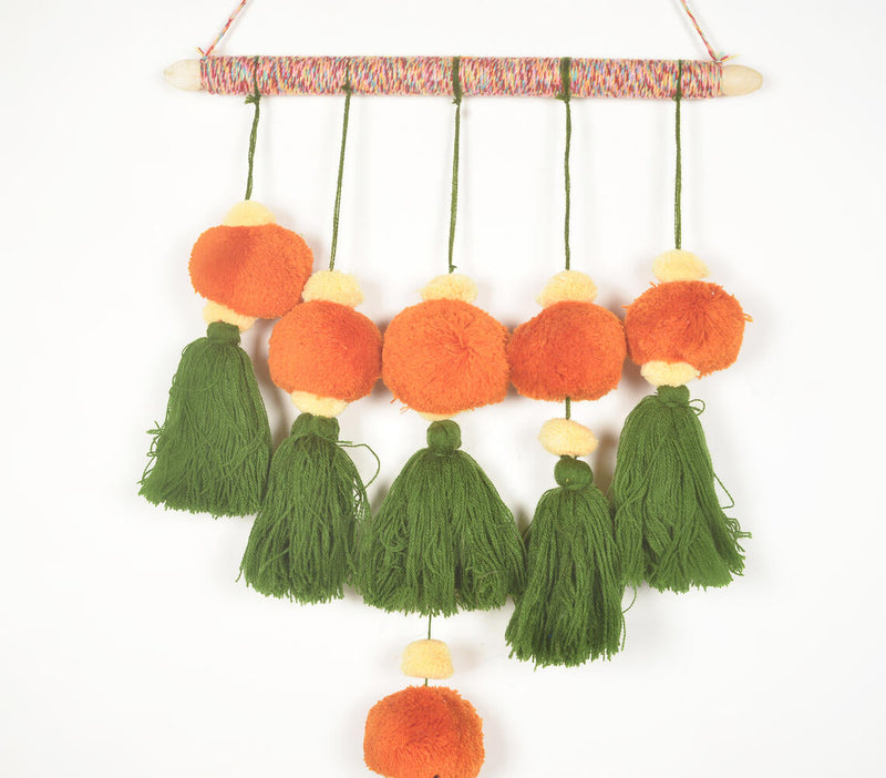 Boho Layered Wall Hanging with Tassels & Pom-poms