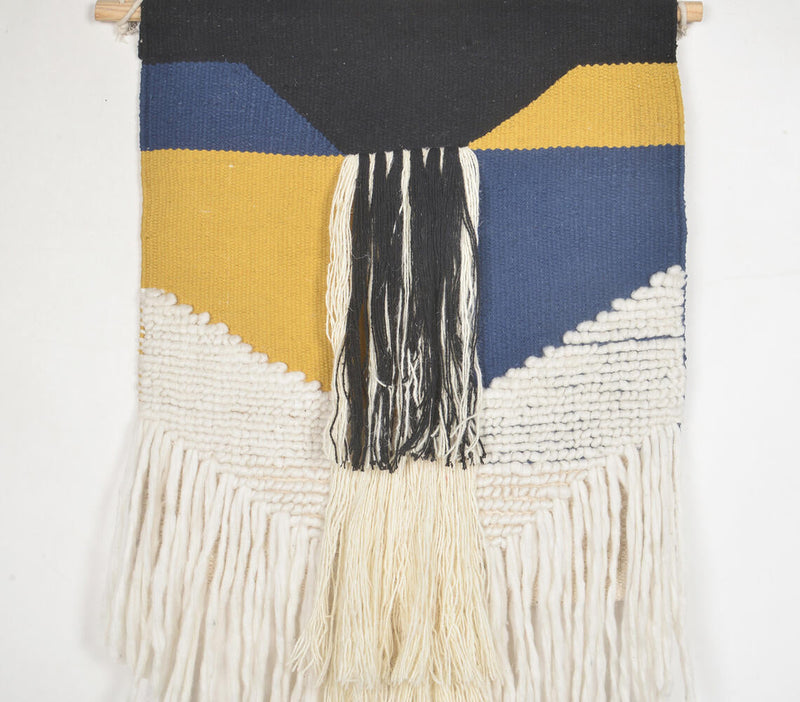 Colorblock Fringed Cotton & Wool Wall Hanging
