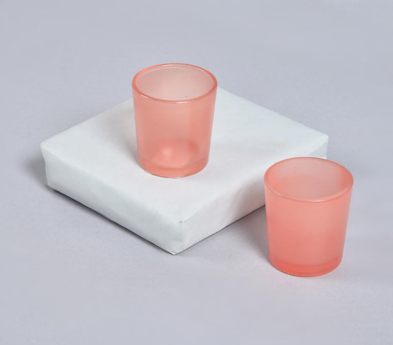 Coral Frosted Glass Votives (set of 2)