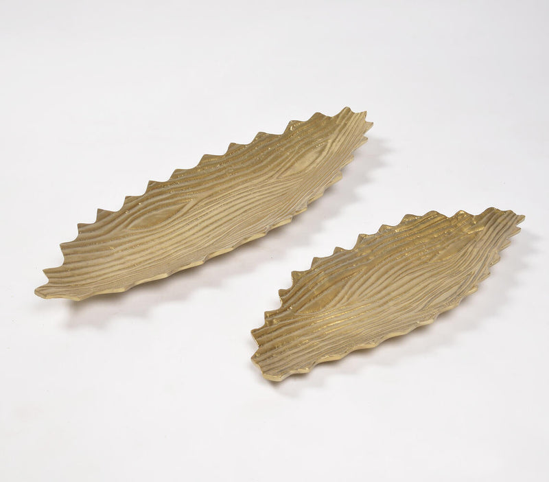 Lacquered Aluminium Abstract Leaf Décor Dishes (set of 2)