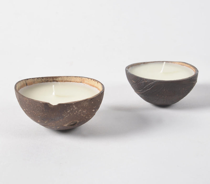 Eco- Friendly Coconut Shell Candles (set of 2)