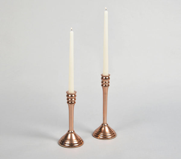 Lacquered Aluminium Copper-Toned Candle Holders (Set of 2)