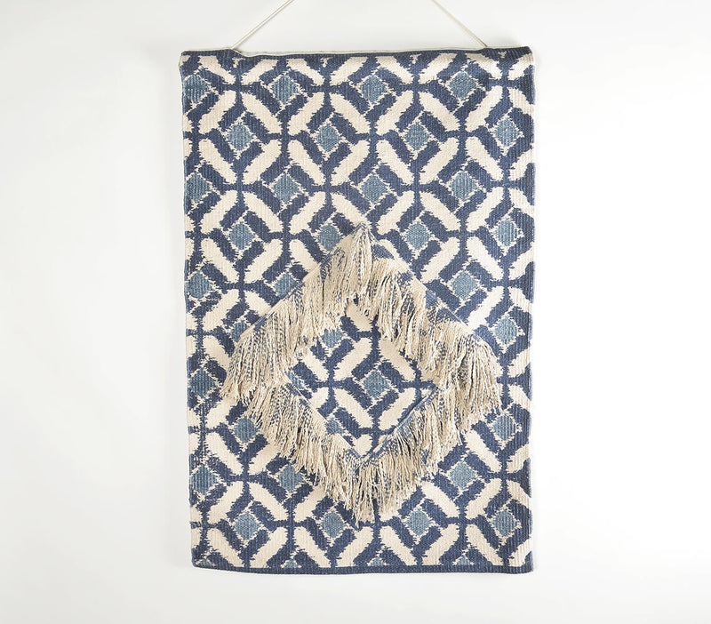 Lattice Print Cotton Fringed Patches Wall Hanging