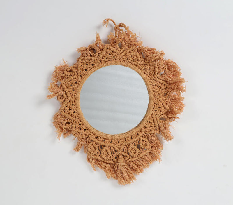Hand Knotted Honey Macrame Wall Mirror