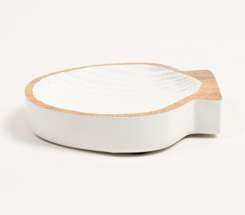 Hand Carved Wooden Clam Shell Serving Platter