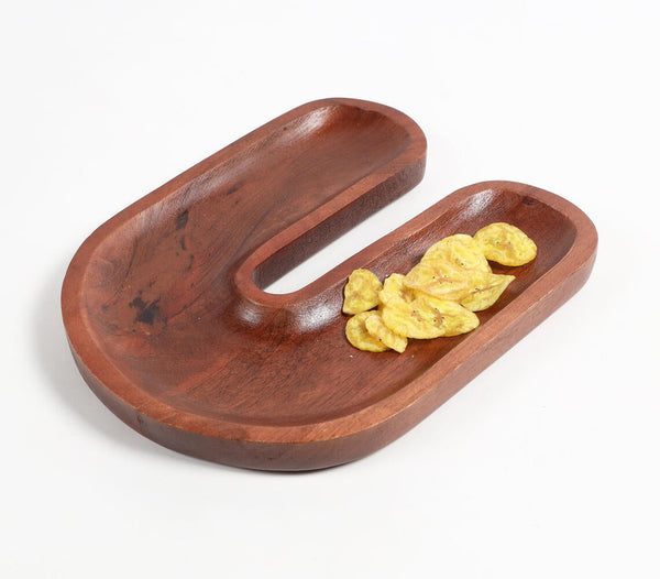 Hand Carved Wooden Magnet-Shaped Serving Platter