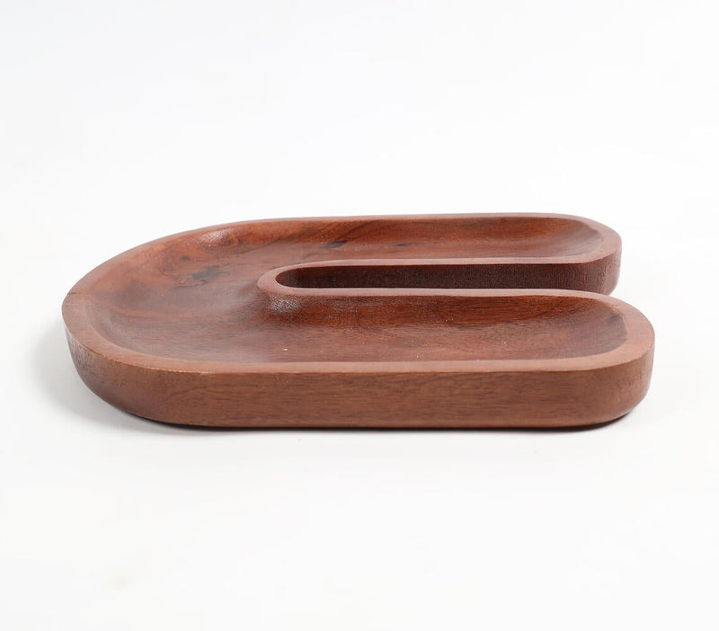 Hand Carved Wooden Magnet-Shaped Serving Platter