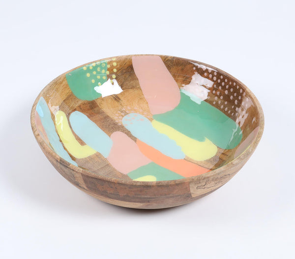 Handcrafted Mango Wood Abstract Bowl