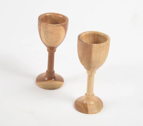 Turned Acacia Wood Wine Glasses (set of 2)