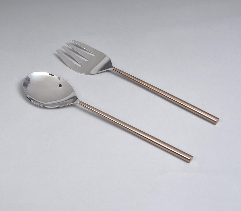 Silver & Rose-Gold-Toned Stainless Steel Salad Cutlery (Set of 2)