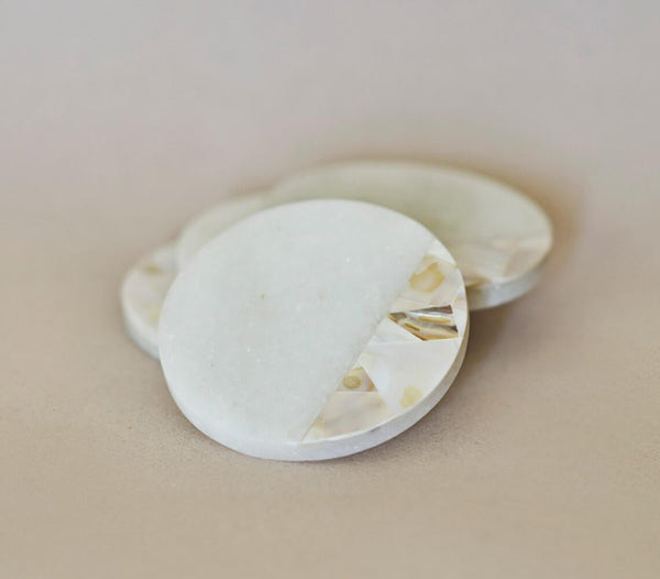 Hand Cut Marble & Mother Of Pearl Coasters (Set of 4)