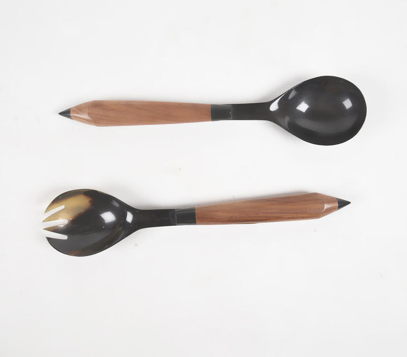 Recycled Horn & Wood Salad Spoons (set of 2)