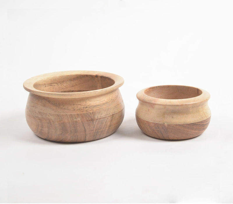 Raw Acacia Wood Serving Bowls (Set of 2)