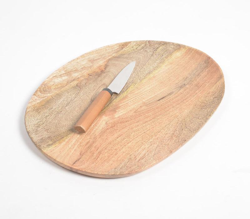 Raw Mango Wood Abstract Oval Serving Platter