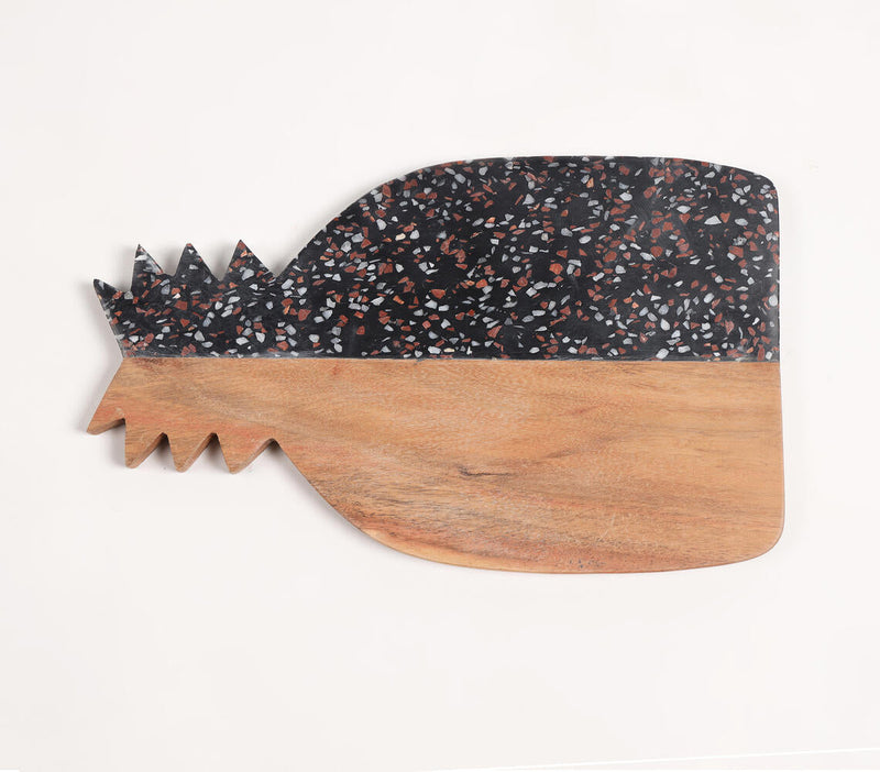 Pineapple-Cut Acacia Wood & Stone Colorblock Chopping Board