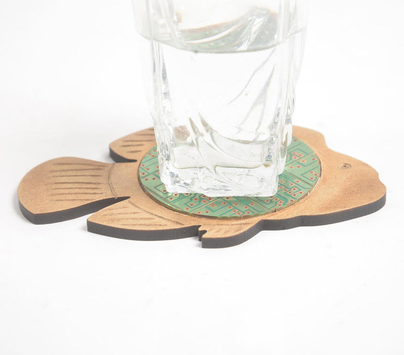 Recycled Circuit Board & MDF Fish-Shaped Coaster