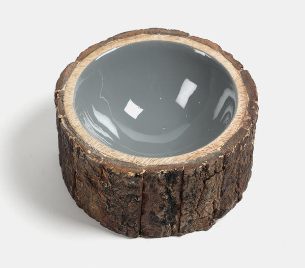 Enamelled Mango Wood Log Serving Bowl