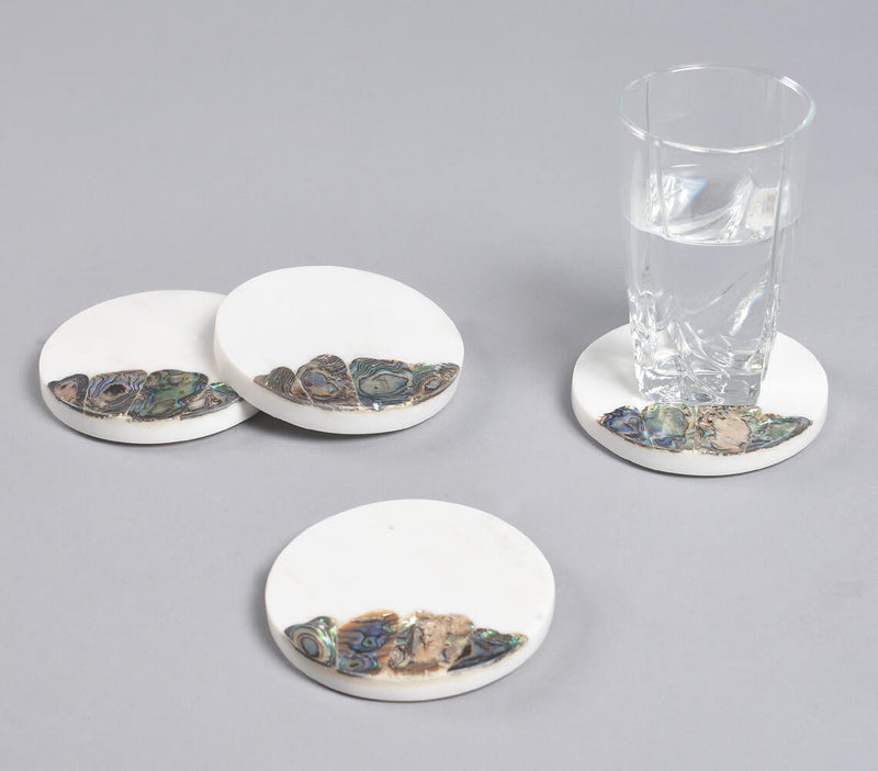 Abalone Shell Inlaid Marble Coasters (set of 4)