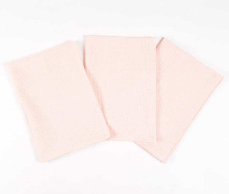 Light Peach Handloom Kitchen Towels (set of 3)