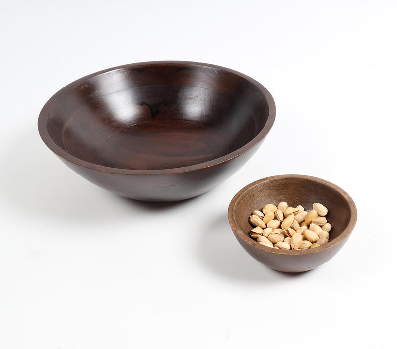 Earthy Wooden Turned Bowls (Set of 2)