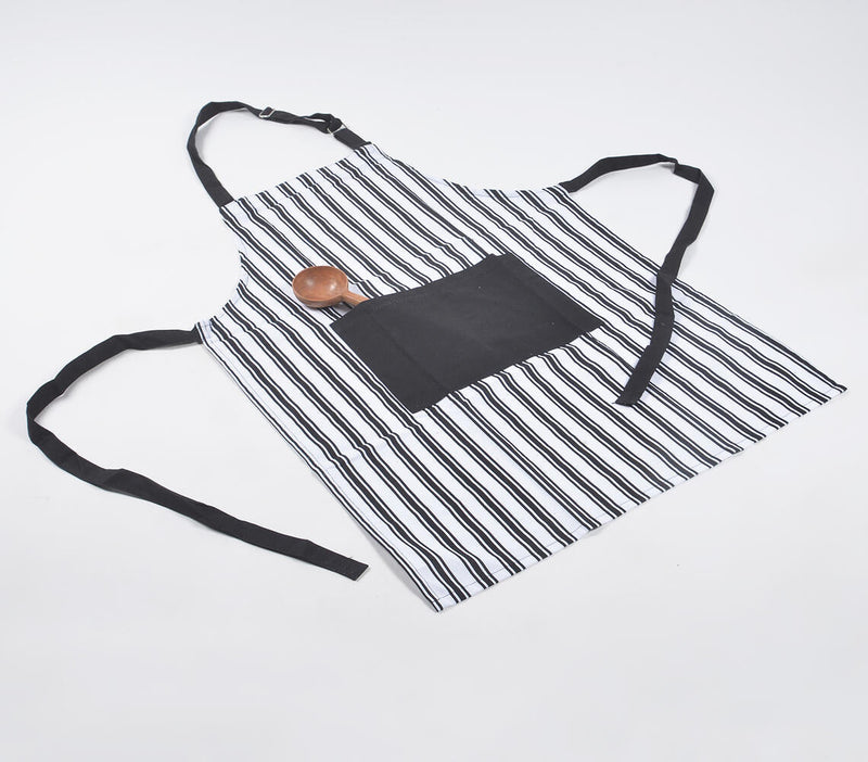 Handcrafted Striped Monochrome Cotton Apron