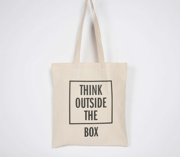 Think Outside the box Cotton Canvas Tote Bag