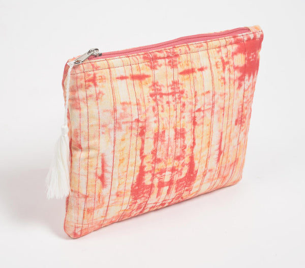 Stripe-Quilted Tie-&-Dye Pouch