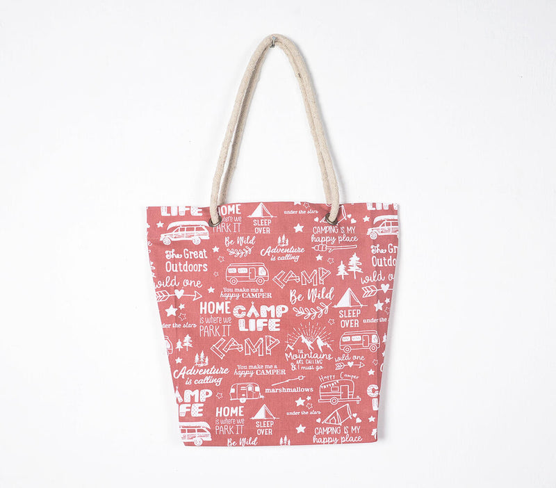 Handloom Cotton Typographic Travel Tote Bag