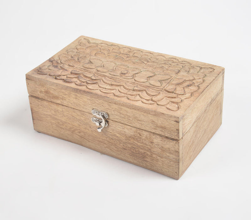 Hand Carved Classic Wooden Keepsake Box Eco