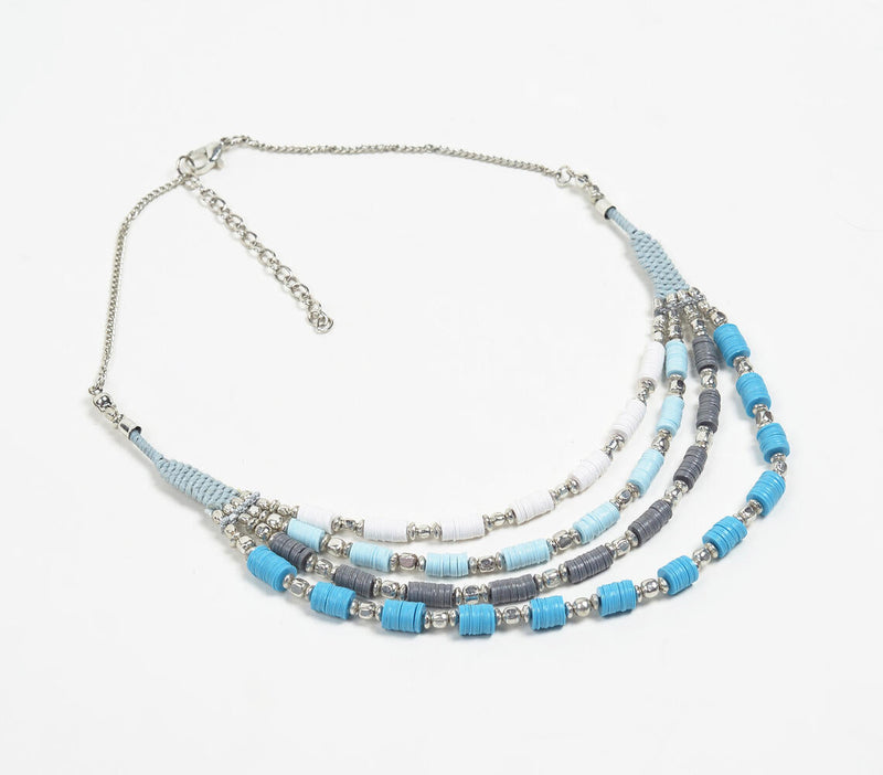 Beaded Multi-Strand Necklace with Extension Chain