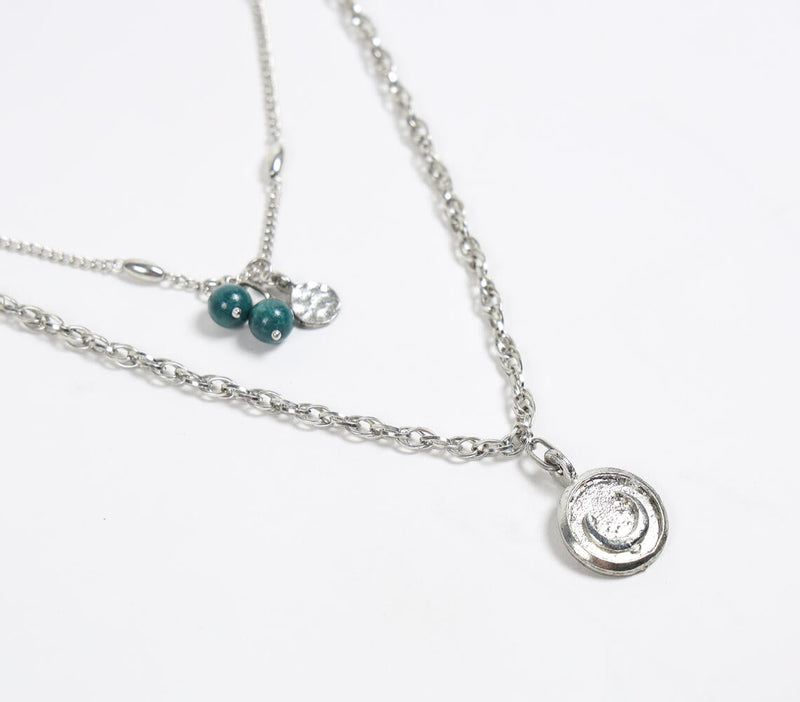 Metallic Chain Charm Layered necklace
