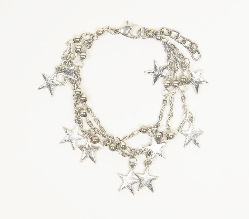 Silver-Toned Iron Starry-Charms Bracelet
