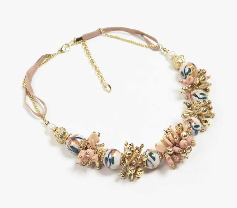 Multicolor Chunky Beaded Metallic Necklace