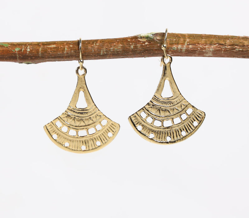 Gold-Toned Recycled Brass Dangle Earrings
