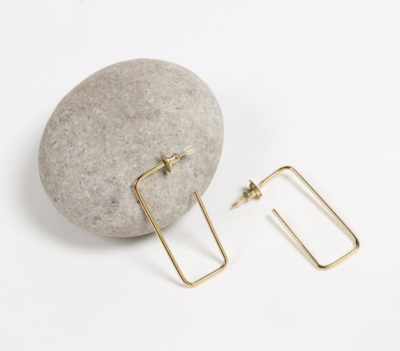 Gold-Toned Recycled Brass Minimal C-Hoop Earrings