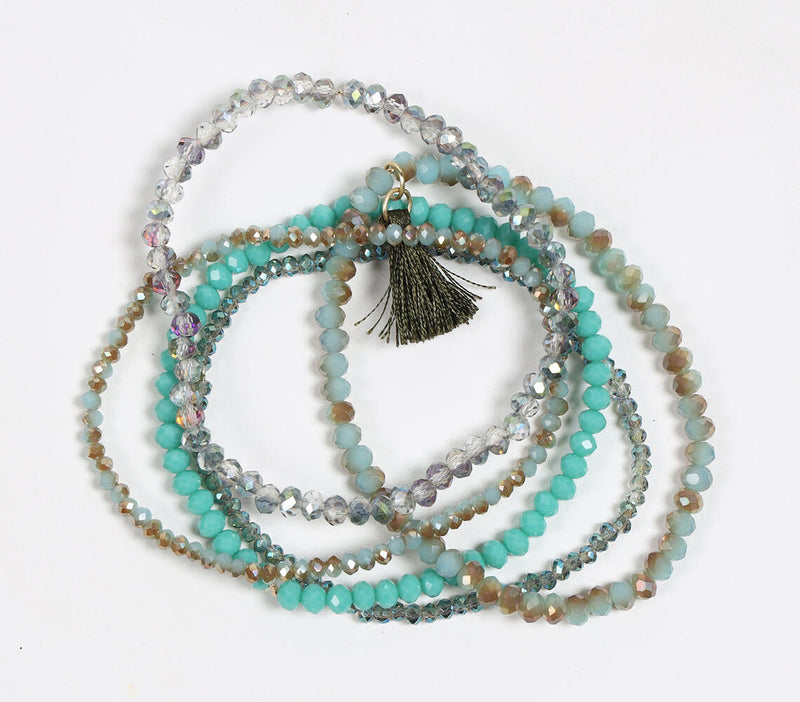 Glass Crystal Beads Tasseled Bracelet
