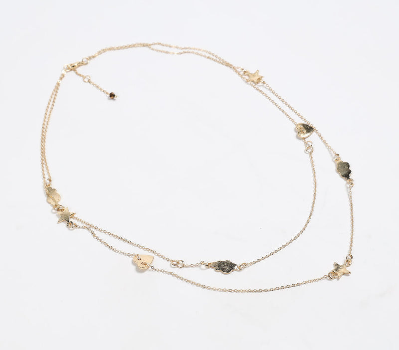 Gold-Toned Recycled Brass Charms Layered Necklace