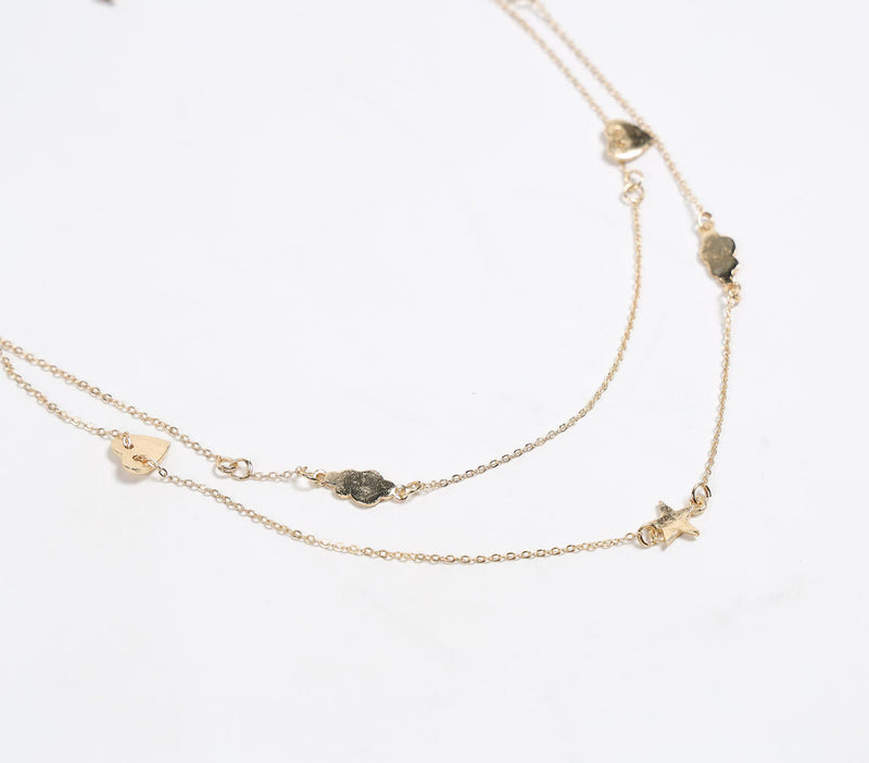 Gold-Toned Recycled Brass Charms Layered Necklace