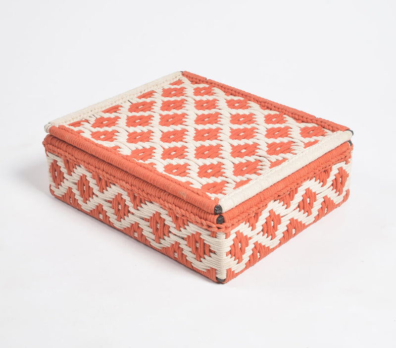 Handwoven Recycled Cotton Beige & Orange Box