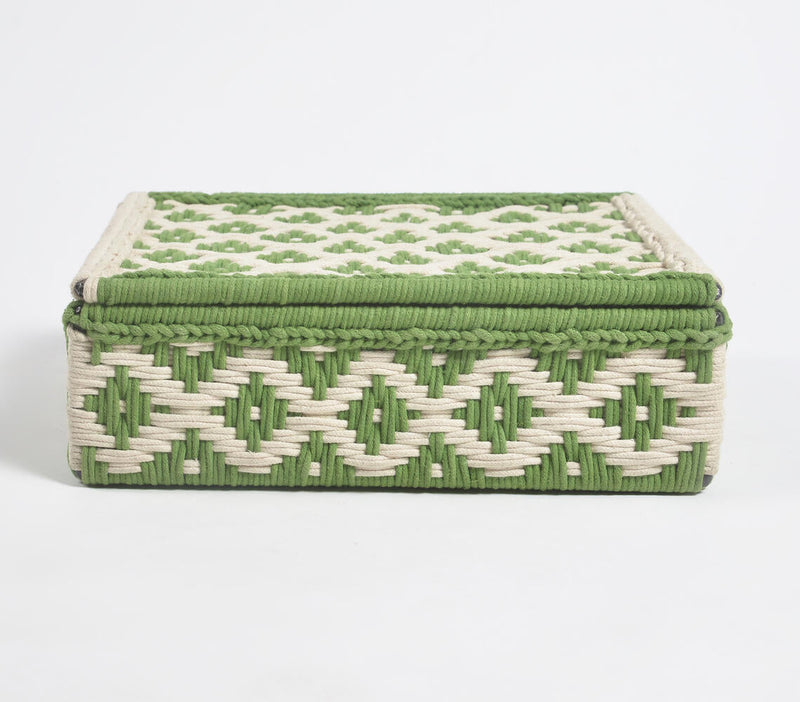 Handwoven Recycled Cotton Beige & Green Box