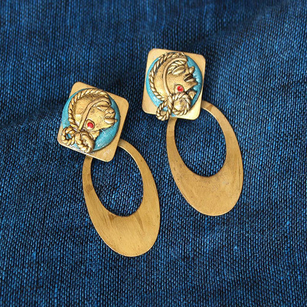 Tribal Dhokra Art Brass Earrings with Bohemian Motif