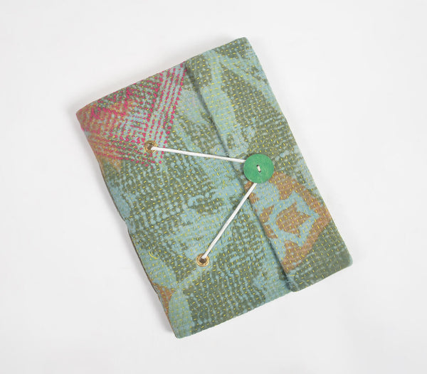 Kantha Embroidered Secret Personal Diary with Button & String Closure