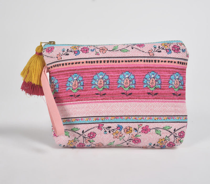 Floral Printed & Quilted Travel Pouch