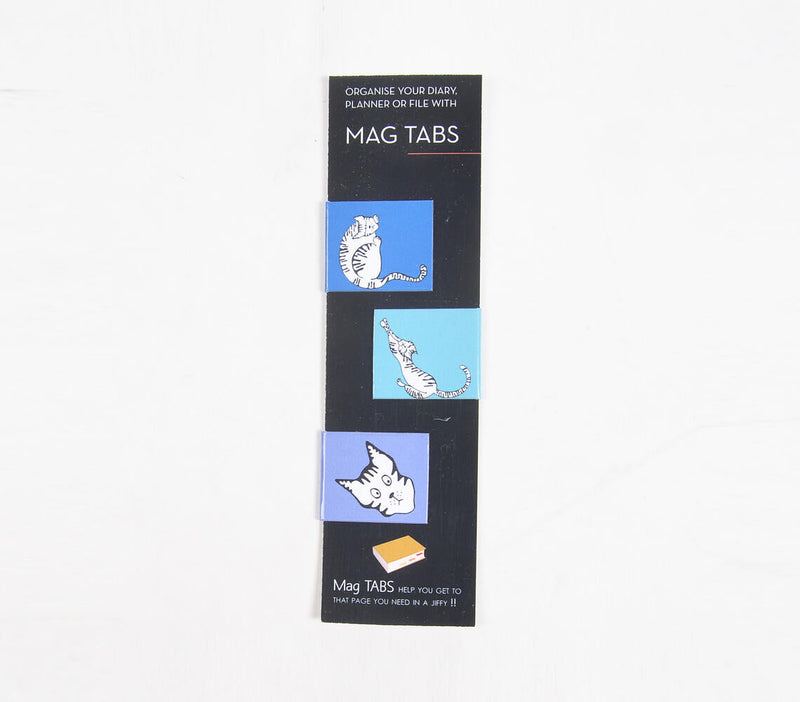 Quirky Cats Blue Magnetic Paper Tabs (set of 3)