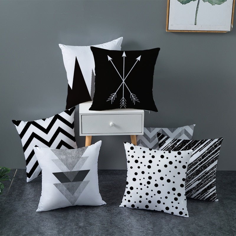 Geometric Cushion Cover Black and White - Homefaire