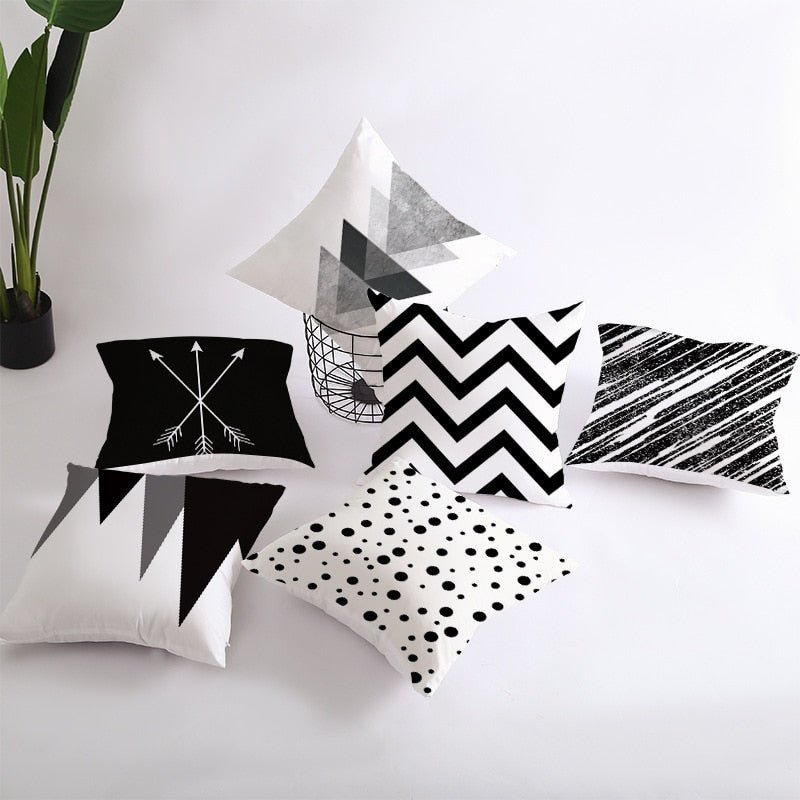Geometric Cushion Cover Black and White - Homefaire
