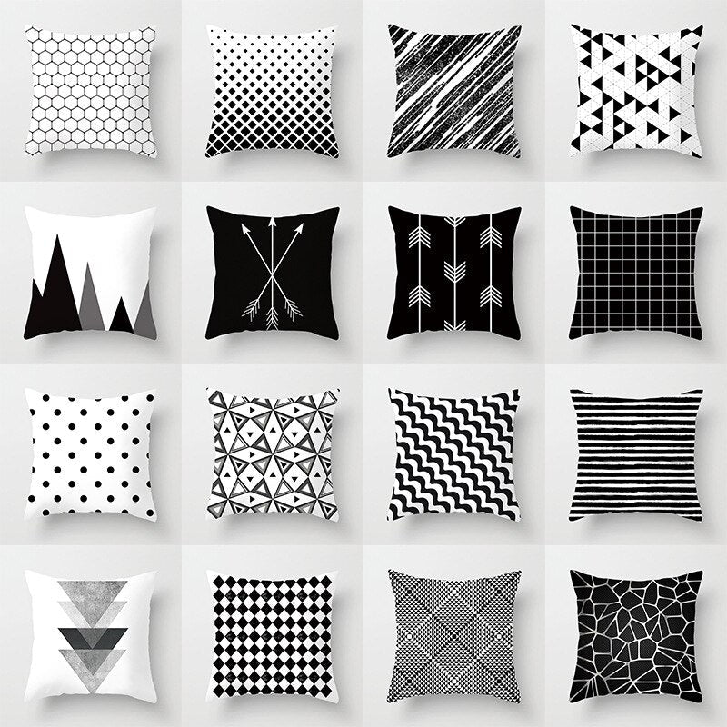 Geometric Cushion Cover Black and White - Homefaire
