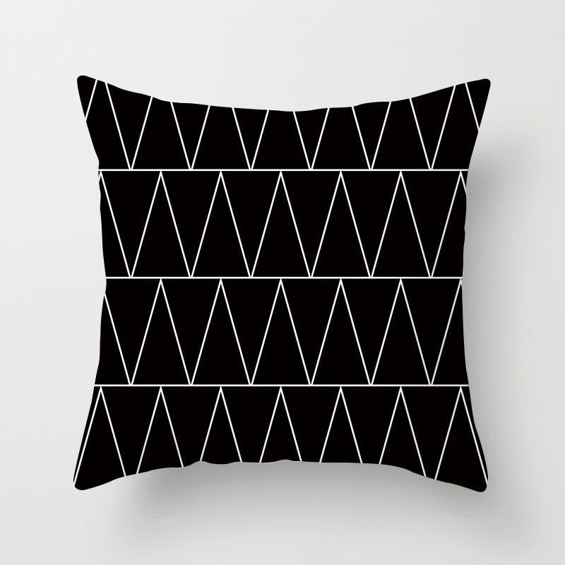 Geometric Cushion Cover Black and White - Homefaire