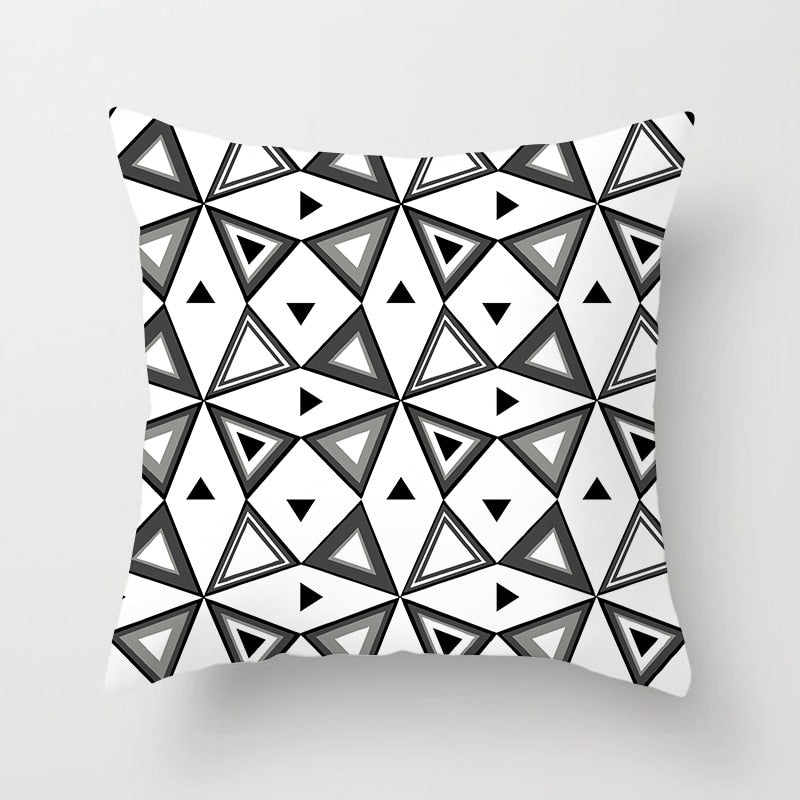 Geometric Cushion Cover Black and White - Homefaire