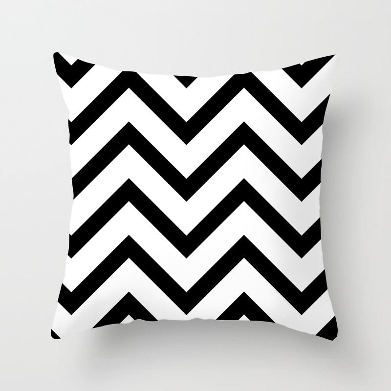 Geometric Cushion Cover Black and White - Homefaire